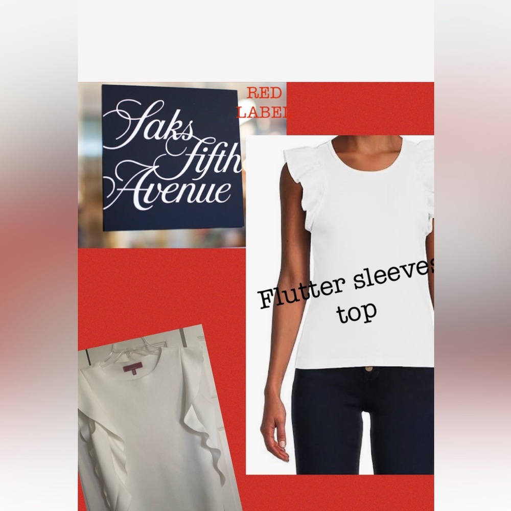 Saks fifth avenue Red Label Flutter Top:bottom white top